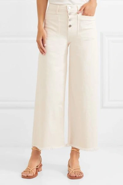 Shop Elizabeth And James Carmine Mid-rise Wide-leg Jeans In Cream