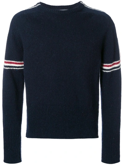 Shop Thom Browne Rwb Intarsia Armband Tweed Pullover In Blue