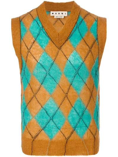 Shop Marni Argyle Knitted Vest