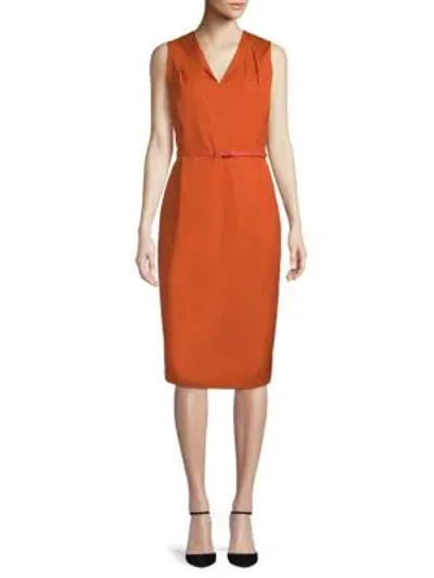 Shop Max Mara Dattero Cotton Sheath Dress In Orange