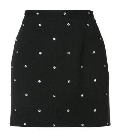 Shop Alessandra Rich Black Crystal Embellished Mini Skirt