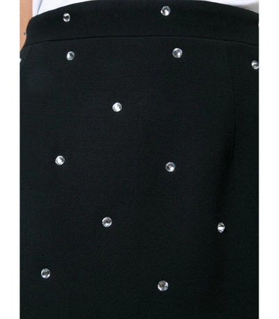 Shop Alessandra Rich Black Crystal Embellished Mini Skirt