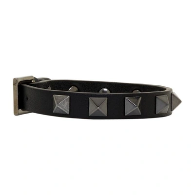 Shop Valentino Black  Garavani Rockstud Bracelet