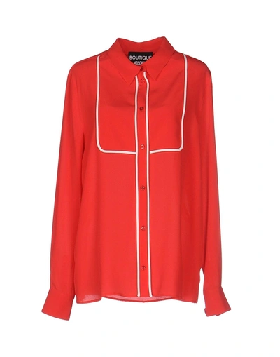 Shop Boutique Moschino Silk Shirts & Blouses In Red