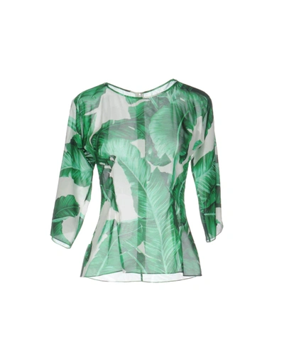 Shop Dolce & Gabbana Woman Top Green Size 4 Silk, Elastane