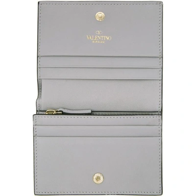 Shop Valentino Grey  Garavani Rockstud French Flap Wallet In Pr6 Past Gr