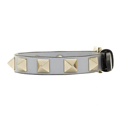 Shop Valentino Grey  Garavani Single Rockstud Bracelet In Pr6 Past Gr