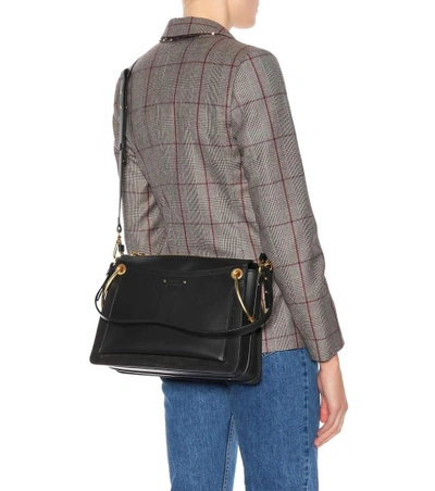 Shop Chloé Medium Roy Leather Shoulder Bag In Black