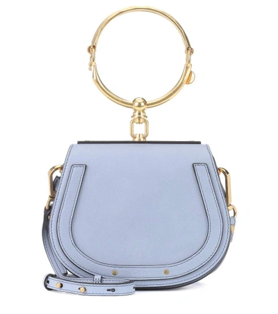 Shop Chloé Small Nile Leather Bracelet Bag In Blue