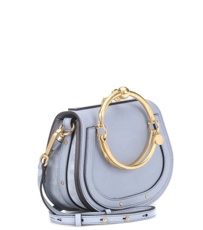 Shop Chloé Small Nile Leather Bracelet Bag In Blue