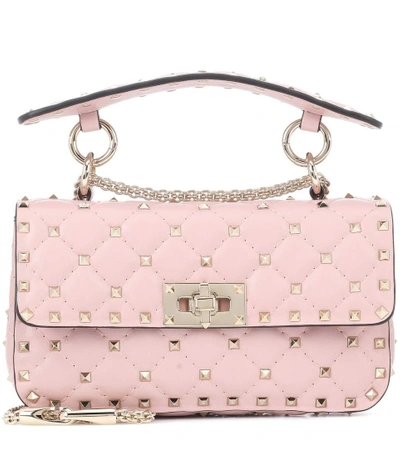 Shop Valentino Garavani Rockstud Spike Small Leather Shoulder Bag In Pink