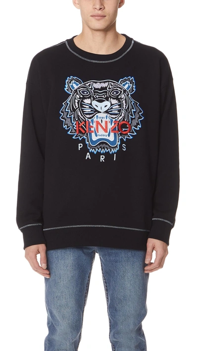 Shop Kenzo Embroidered Tiger Sweatshirt In Black