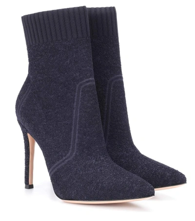 Shop Gianvito Rossi Fiona Denim Ankle Boots In Blue