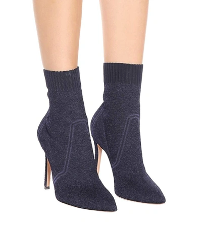 Shop Gianvito Rossi Fiona Denim Ankle Boots In Blue