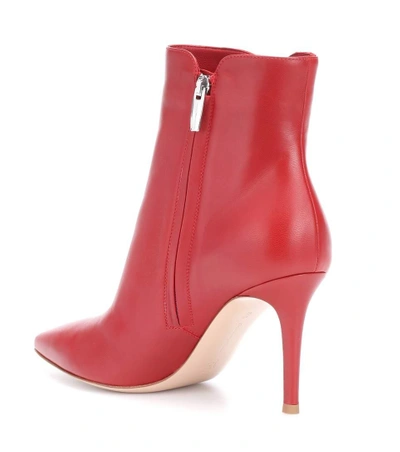 Shop Gianvito Rossi Levy 85 Leather Ankle Boots In Red