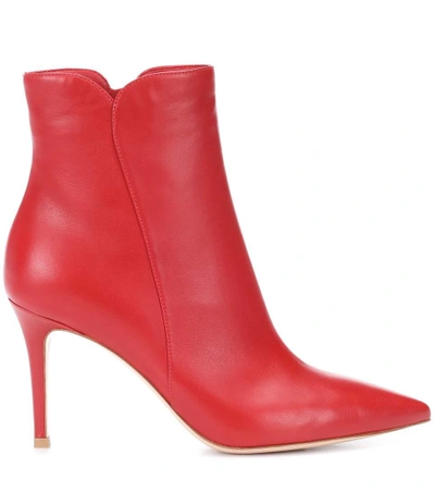 Shop Gianvito Rossi Levy 85 Leather Ankle Boots In Red