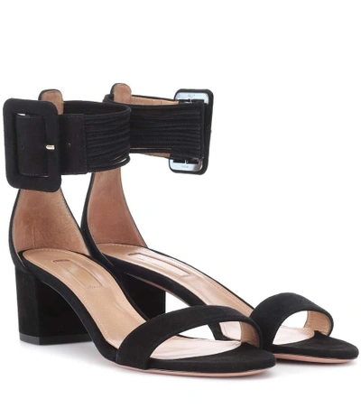 Shop Aquazzura Casablanca 50 Suede Sandals In Black