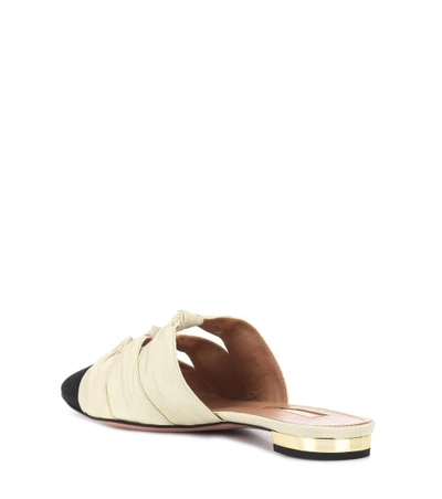 Shop Aquazzura Mondaine Grosgrain Slippers In White