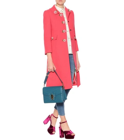 Shop Dolce & Gabbana Embellished Wool Crêpe Coat In Pink