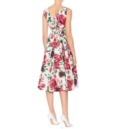 Shop Dolce & Gabbana Floral-printed Cotton Dress In White