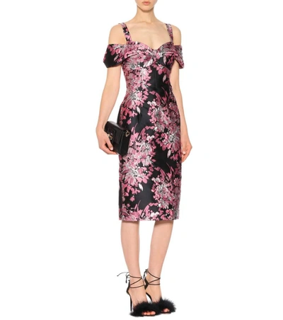 Shop Dolce & Gabbana Brocade Sheath Dress In Black