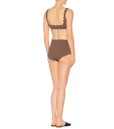 Shop Marysia Mini Palm Springs Bikini Top In Brown