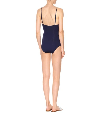 Shop Melissa Odabash Cyprus Lace-up Swimsuit In Blue