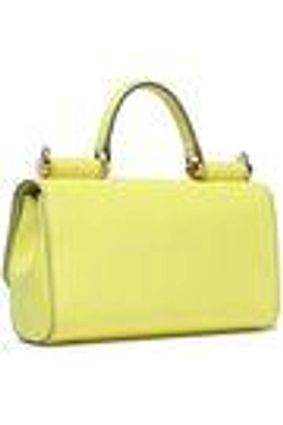 Shop Dolce & Gabbana Woman Miss Sicily Textured-leather Shoulder Bag Pastel Yellow