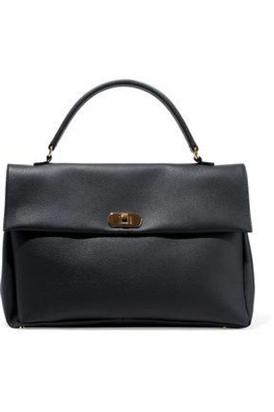 Shop Marni Pebbled-leather Tote In Anthracite