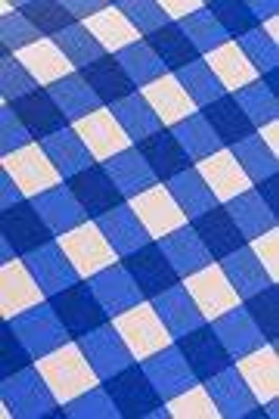 Shop Diane Von Furstenberg Woman Origami Gingham Coated Canvas Pouch Blue