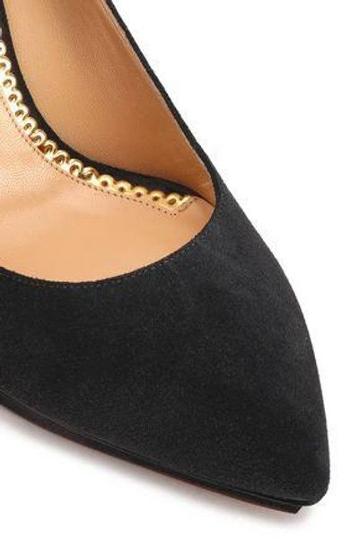 Shop Charlotte Olympia Woman Suede Platform Pumps Charcoal