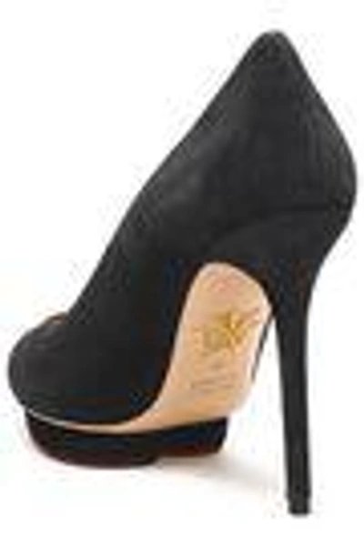 Shop Charlotte Olympia Woman Suede Platform Pumps Charcoal