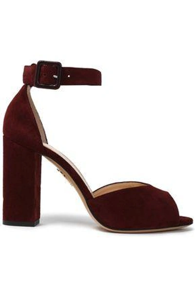 Shop Charlotte Olympia Woman Suede Sandals Burgundy