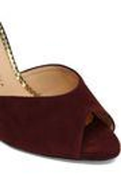 Shop Charlotte Olympia Woman Suede Sandals Burgundy