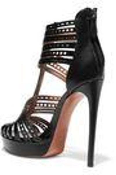 Shop Alaïa Laser-cut Leather Platform Sandals In Black