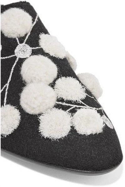 Shop The Row Woman Bea Embellished Felt Slippers Black