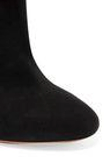 Shop Alaïa Fringed Suede Boots In Black