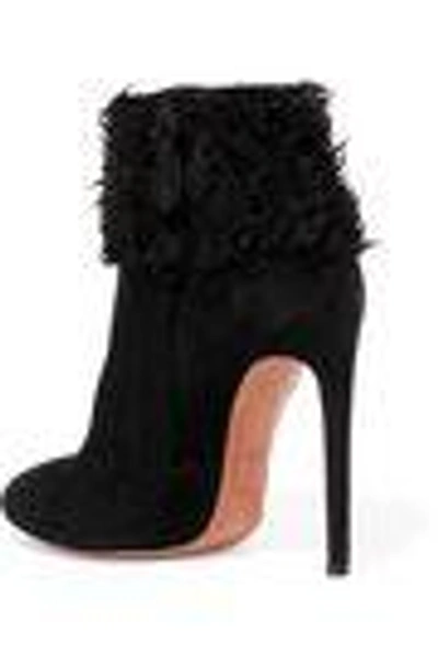 Shop Alaïa Fringed Suede Boots In Black