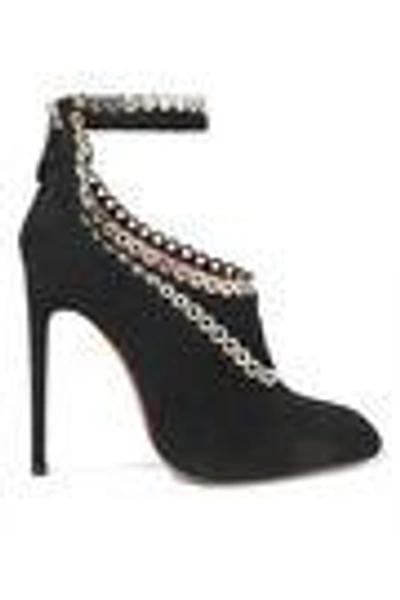 Shop Alaïa Woman Eyelet-embellished Cutout Suede Ankle Boots Black