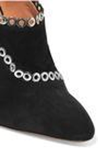 Shop Alaïa Woman Eyelet-embellished Cutout Suede Ankle Boots Black