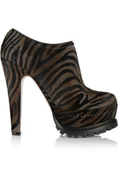 Shop Alaïa Zebra-print Calf Hair Ankle Boots In Animal Print