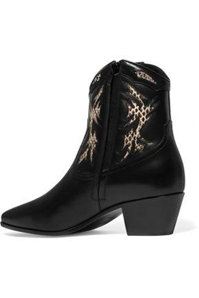 Shop Saint Laurent Rock Ayers-paneled Leather Ankle Boots In Black