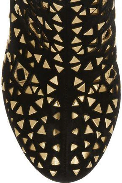Shop Alaïa Embellished Suede Boots In Gold