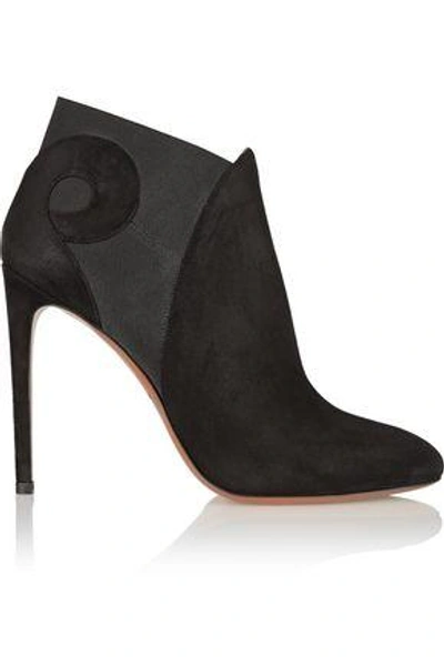 Shop Alaïa Woman Two-tone Suede Ankle Boots Black