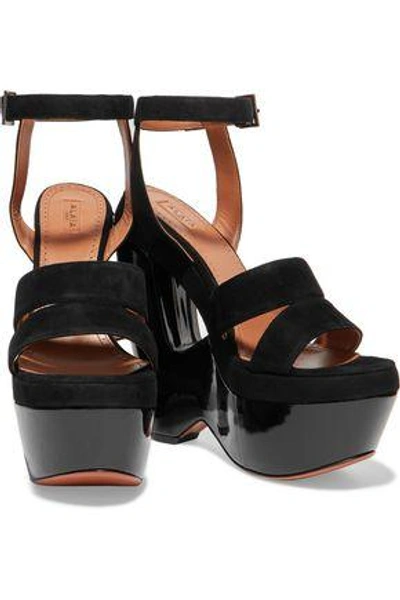 Shop Alaïa Woman Suede Platform Sandals Black