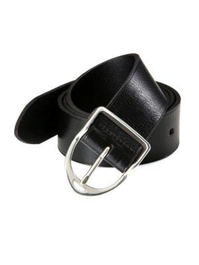 Shop Polo Ralph Lauren Saddle Leather Belt In Black