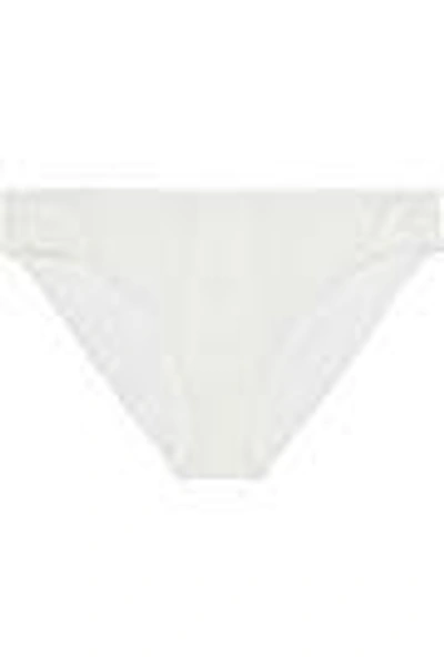 Shop La Perla Woman Lace-trimmed Stretch-jersey Mid-rise Briefs Off-white