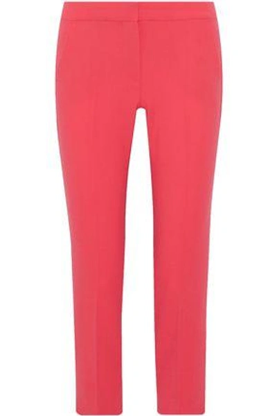 Shop Max Mara Woman Cropped Stretch-wool Slim-leg Pants Coral