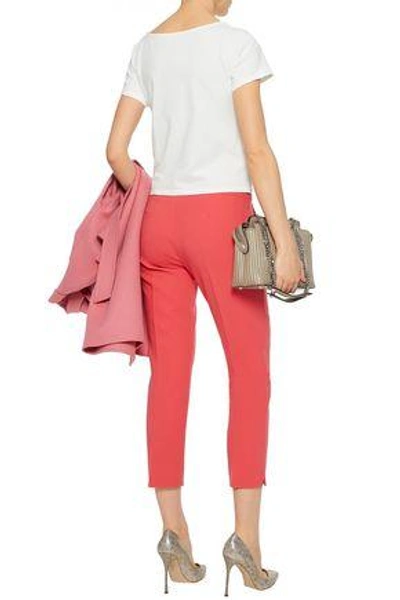 Shop Max Mara Woman Cropped Stretch-wool Slim-leg Pants Coral