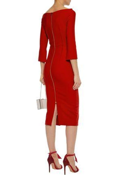 Shop Roland Mouret Woman Ardingly Off-the-shoulder Crepe Peplum Dress Red